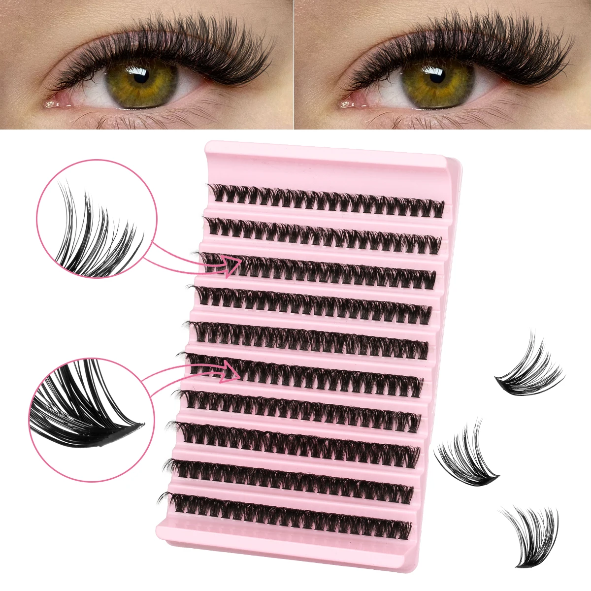Kit de grappes de cils 8-16mm mélange bricolage Kit d'extension de cils cils Bond & joint pince à épiler brosse grappes de cils ensemble maquillage