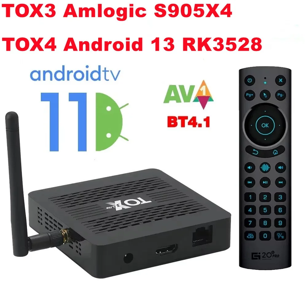 TOX3 TV Box Android 11 4GB 32GB Amlogic S905X4 BT4.1 TOX4 Smart Box Android 13 4GB 32GB RK3528 Dual Wiif BT5.0 4K HD Set Top Box