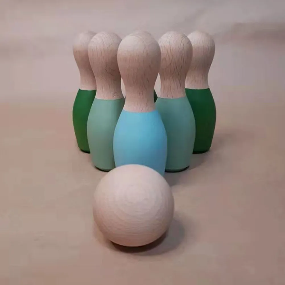 

1Set Wooden Mini Bowling Game Supplies Kid Indoor Outdoor Educational Early Learning Family Party Bowling Balls DIY Fun