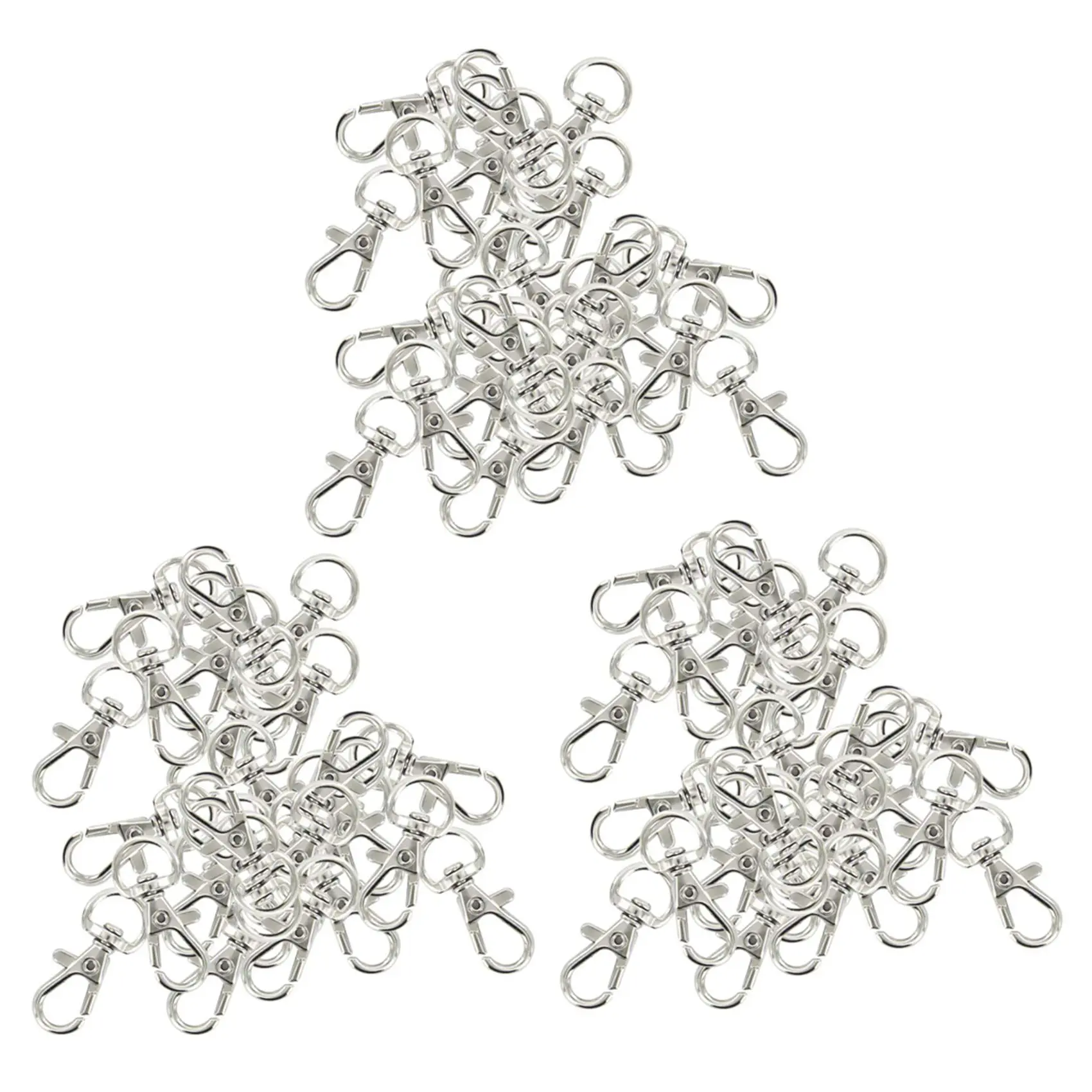 ABWZ-90Pcs Swivel Carabiners Keychain Silver Color