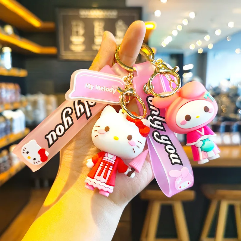 

New Style Ancient-style Sanrio Keychain Kuramitsu Doll Keychain Ancient Costume Car Small Gift Wholesale Toy Anime Cartoon Frind