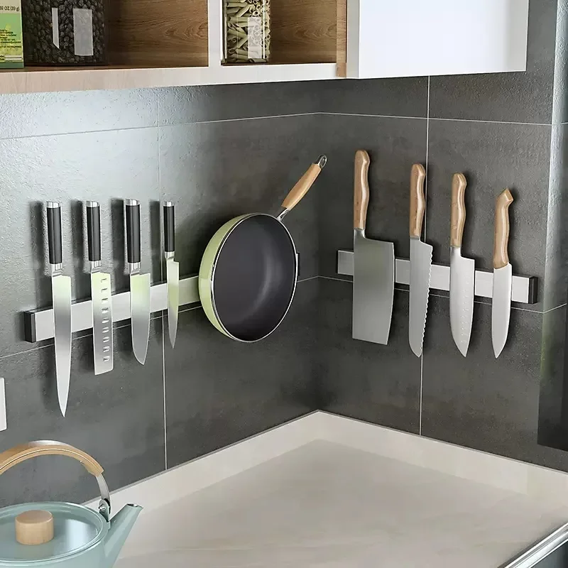 Kitchen Utensils Storage Rack 304 Stainless Steel Magnetic Knife Holders Magnet Non-punching Kitchen Rack Magnet