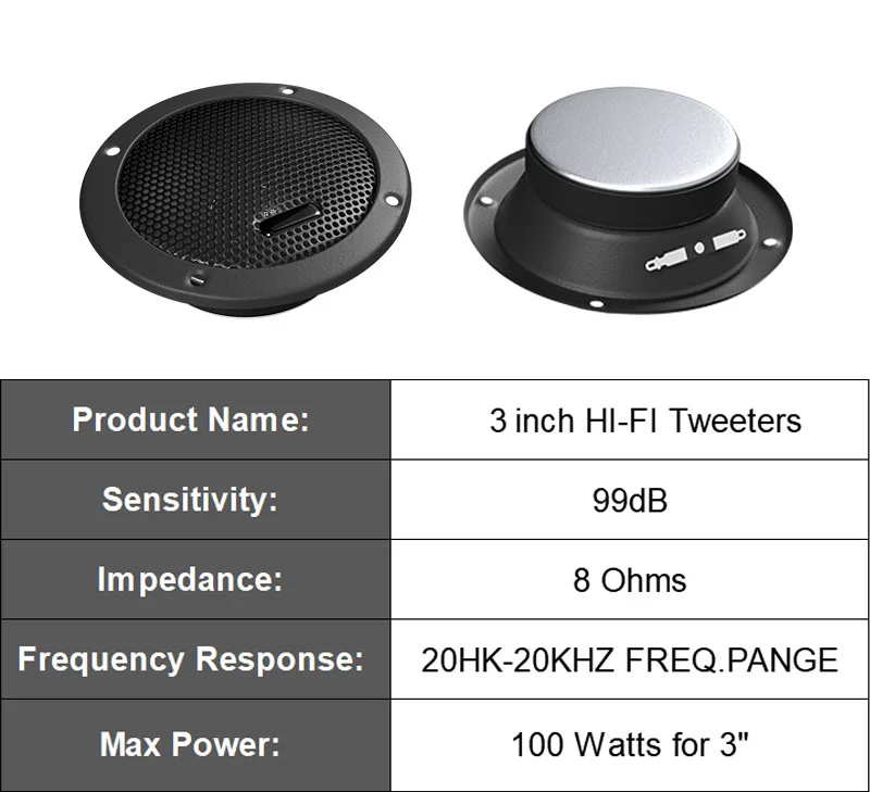 1 قطعة 3 بوصة مكبرات صوت للسيارة 8 أوم مكبرات صوت للسيارة Max.100 واط باب السيارة المسرح المنزلي مكبر الصوت كامل المدى تردد مكبر الصوت