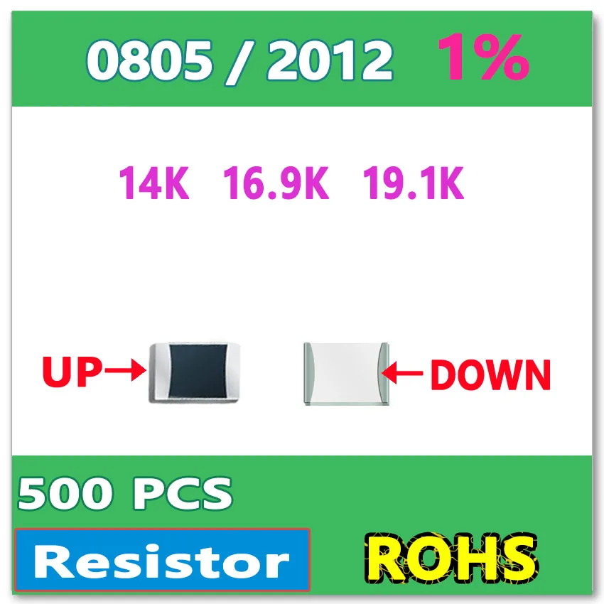OHM 0805 F 1% 500 stuks 14K 16,9K 19,1K smd 2012