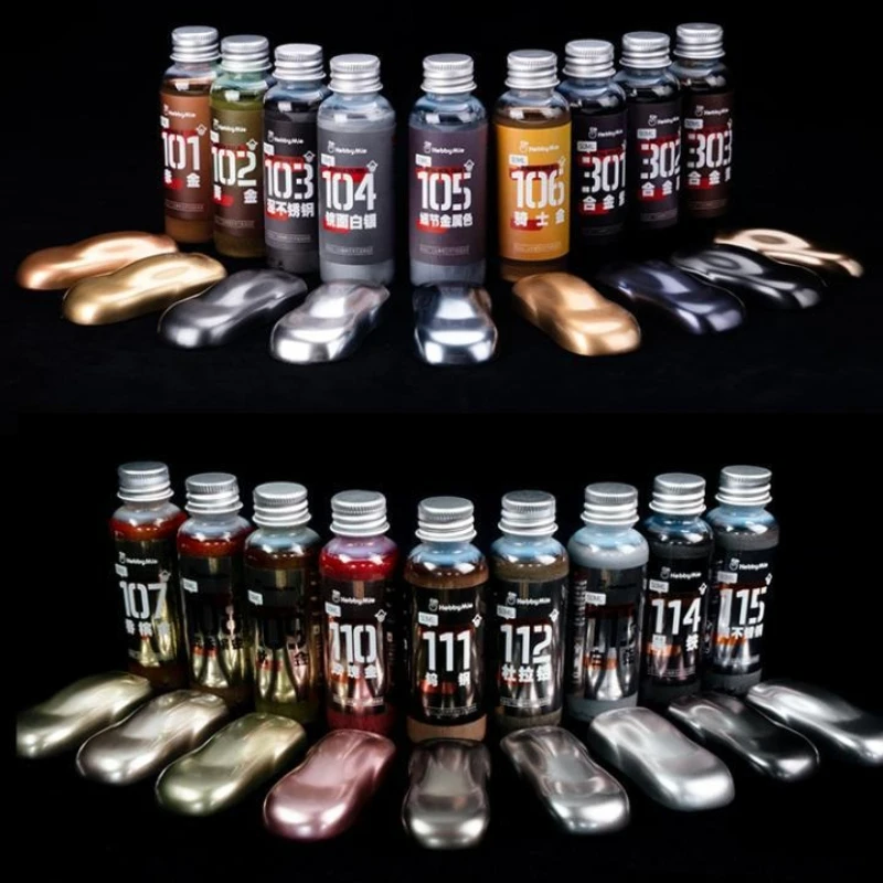 50ML Pre-Mixed Metallic Oil Model Paint No Dilution Needed Gloss Metal Pigment for Military Figure Hobby Airbrush Coloring