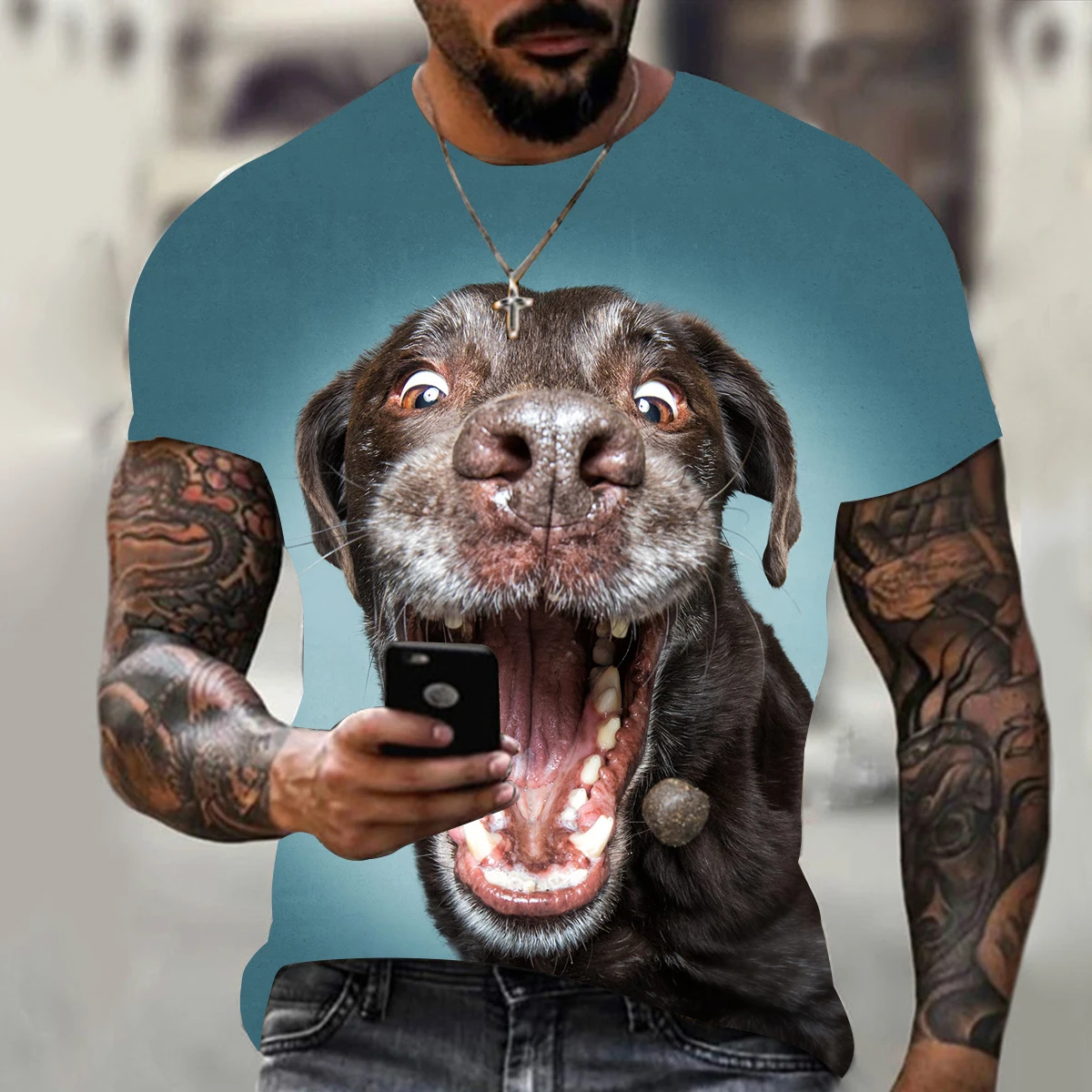 Summer Casual Summer 3d Printing Field Labrador Funny Fashion Short Sleeve Animal Pattern Polyester More Men Oversize T Shirt