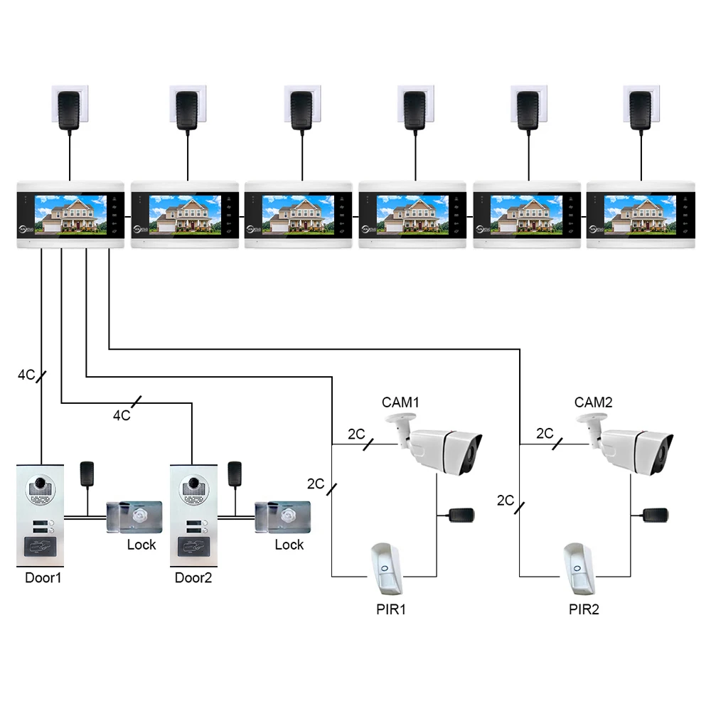 Tuya Wifi 7 Inch Apartment Building Video Door Phone Intercom System 2 to 12 Units Wired  Video Intercom Doorbell Rfid Access
