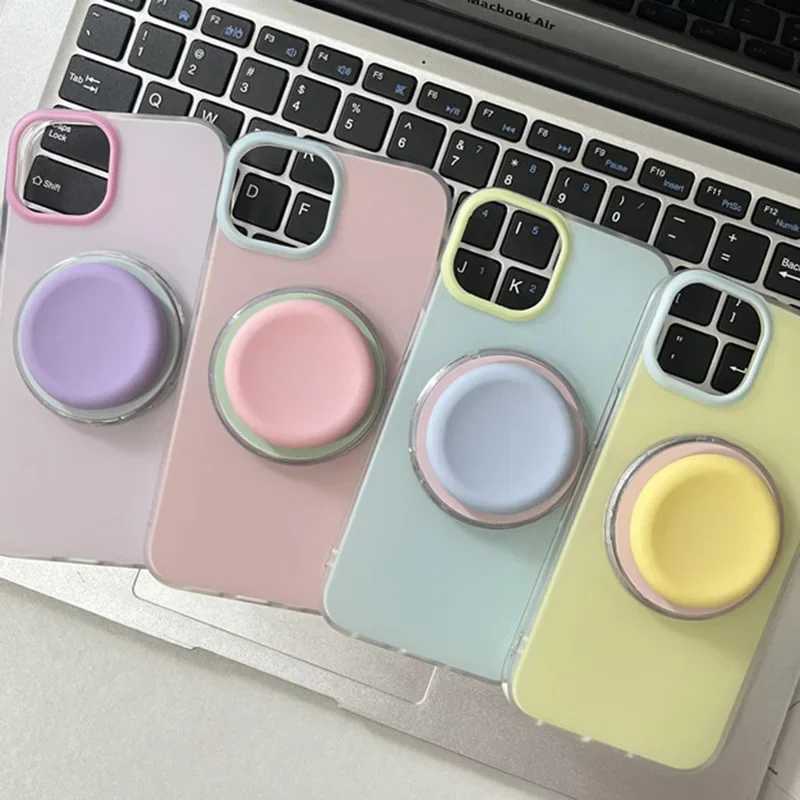 

Minimalist Korean Style Magnetic Phone Grip Tok Foldable Stand for IPhone 17 Anti-Slip Griptok Holder with Solid Color Design