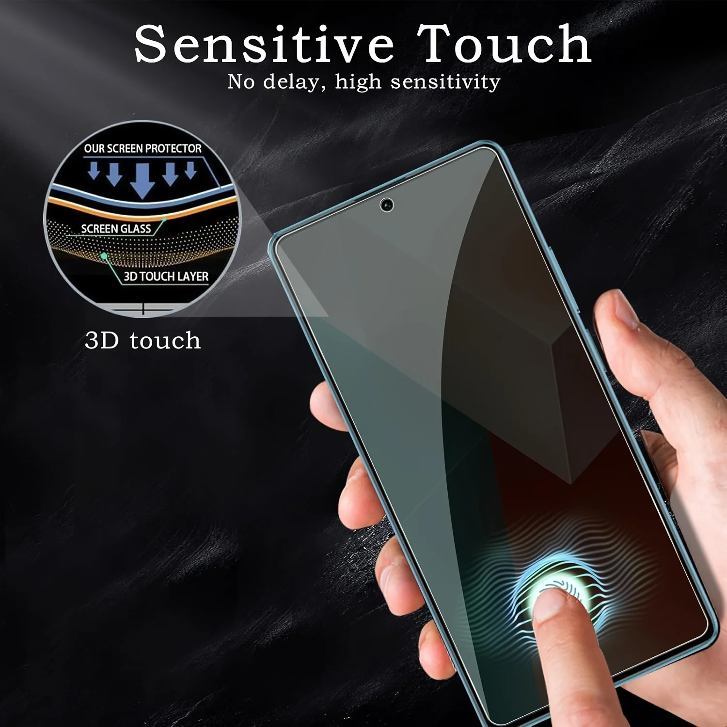 3 Pcs Privacy Tempered Glass Screen Protector Compatible With Xiaomi Redmi 9H Hardness, Anti-scratch/Anti-fingerprint