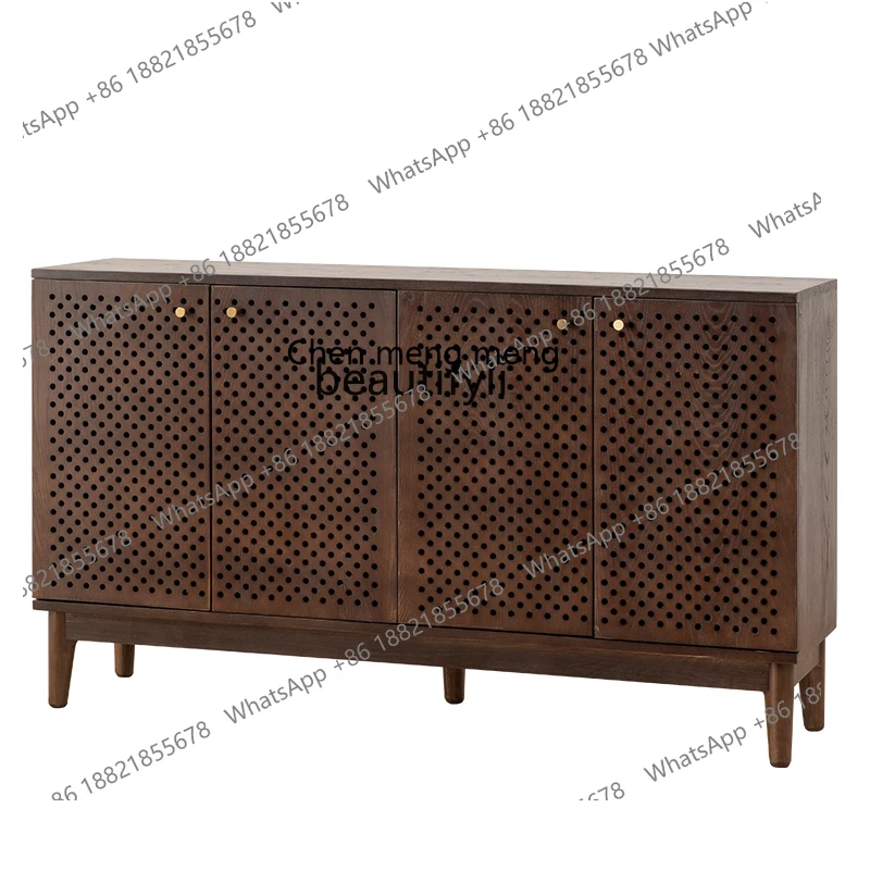 

Nordic Retro Solid Wood Sideboard Simple Storage Modern Silent Natural Wind against the Wall Entrance Cabinet Storage
