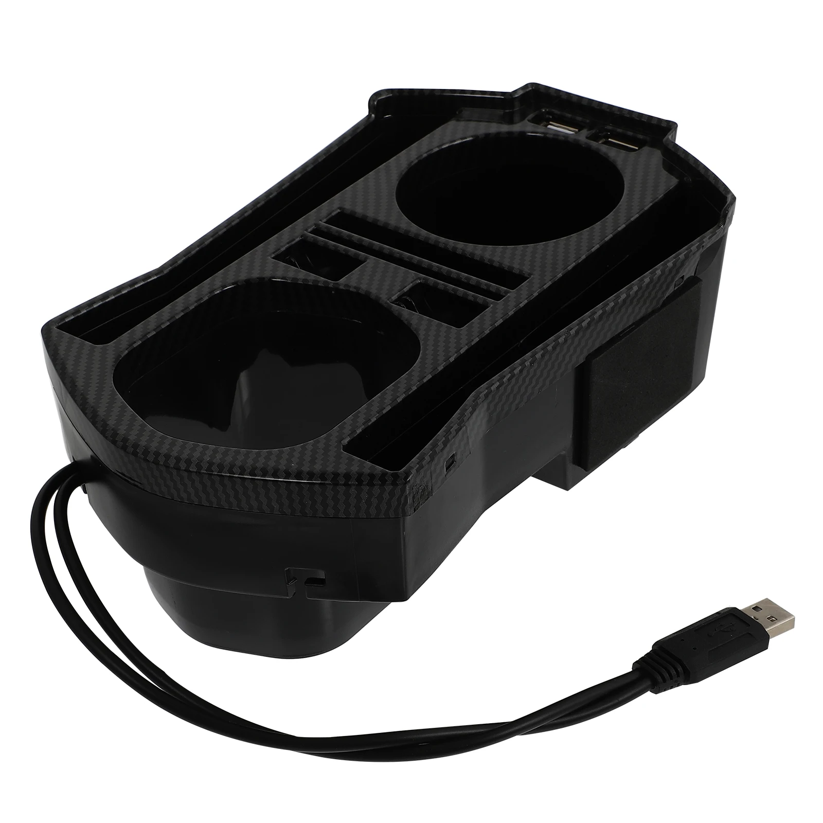 

Plastic Car Center Console ganizer Storage Box Double Cup Holder USB Charging Rack Long Time Use Tidy Clean Enough Space Small