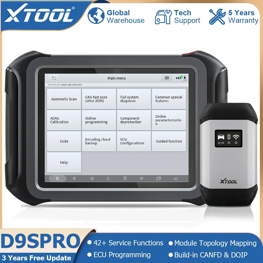 

XTOOL D9SPRO WIFI Diagnostic Tool Topology Mapping ECU Coding & Programming Automotive Scanner CANFD DOIP Protocol VAG Guided