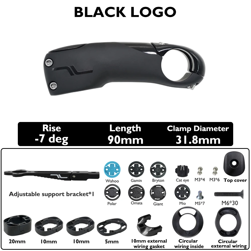 SES Aero koolstofvezel stuurpen, racefiets stuurpen, interne kabelgeleiding, -7 °   hoek, 80 mm-130 mm, inclusief beugel-/afstandhouders accessoire