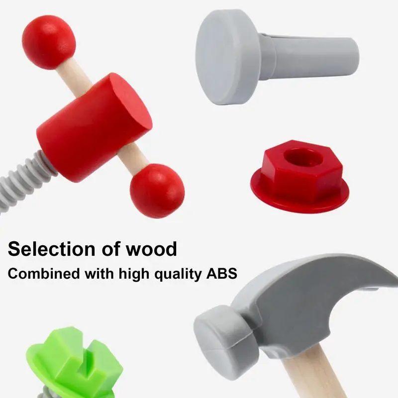 Wooden Tool Set For Kids Play Wooden Tool Kit Pretend Tool Set Construction Toy STEM Learning Role Play Educational Toys For