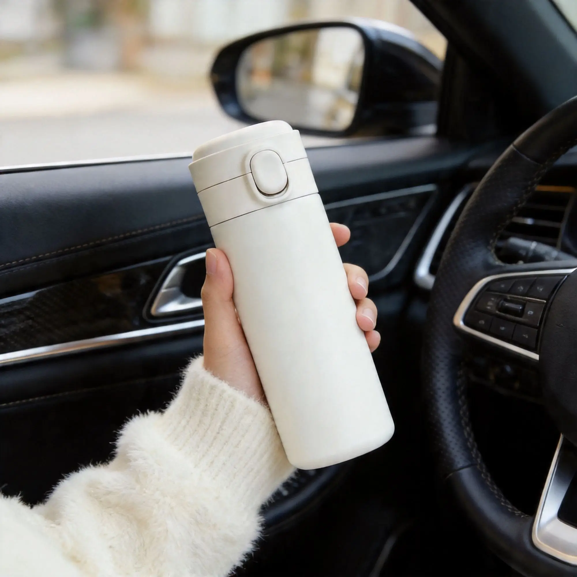 420ml Minimalist Stainless‑Steel Vacuum Insulated Water Bottle Portable Pop‑up Lid Leak‑proof Pocket‑sized Thermos Cup For Trave