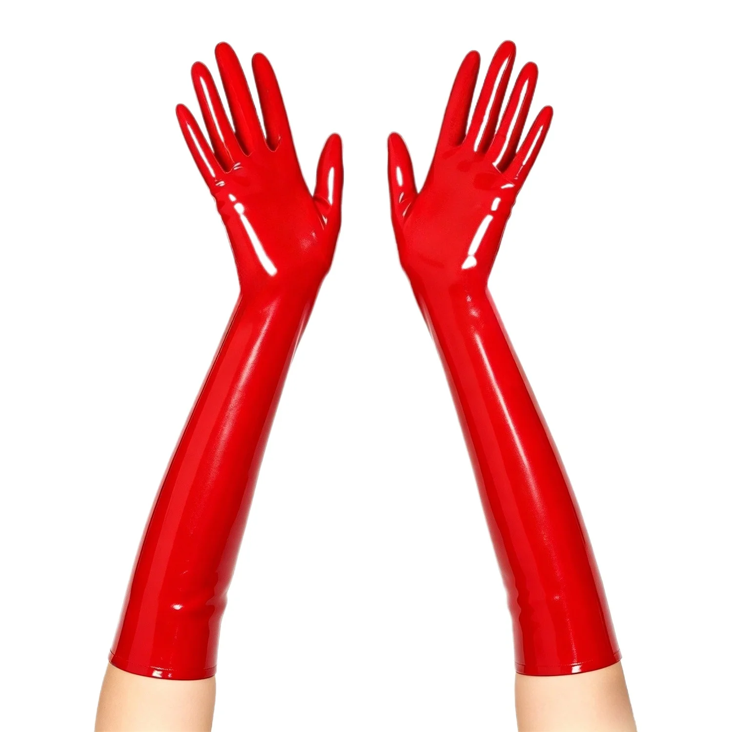 Rote Latex-Opernhandschuhe, lange Unisex-Gummihandschuhe für Festival- und Club-Outfits