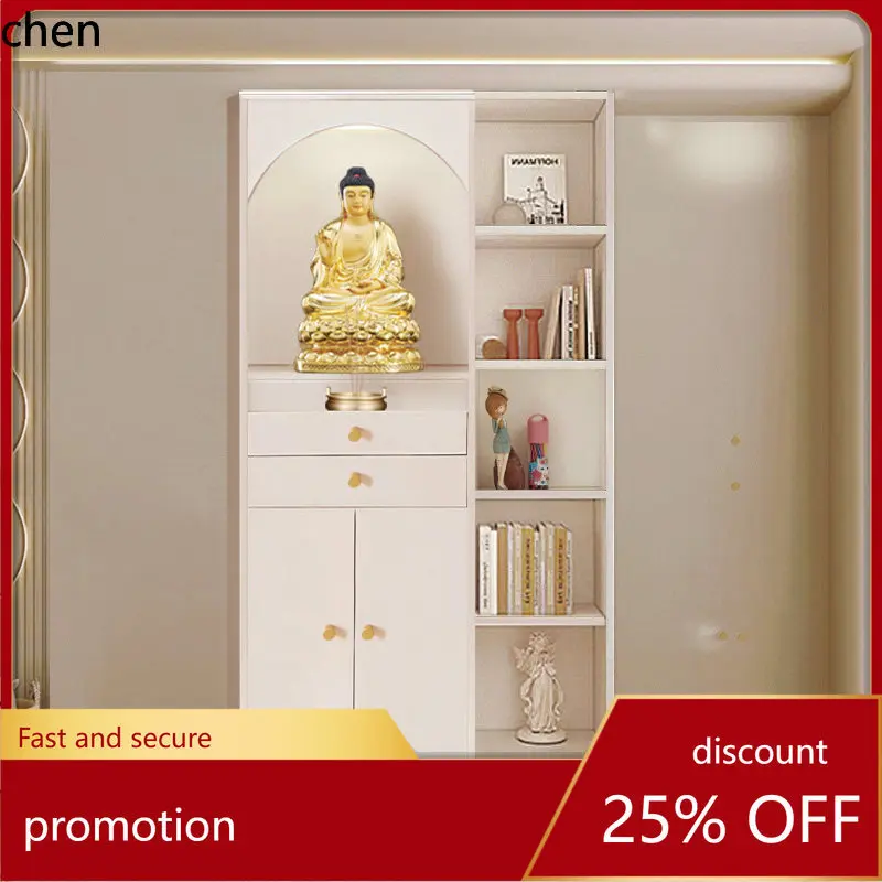 

Cz solid wood buddhist niche standing cabinet painted small apartment for home buddha statue guanyin god of wealth cabinet