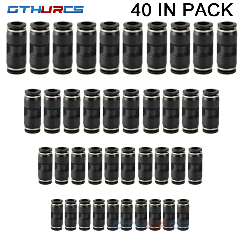 30/40/50/60/70pcs High Quality Pneumatic Fitting Black Straight Push Plastic Connector 6/8/10/12mm Trachea Connector PU