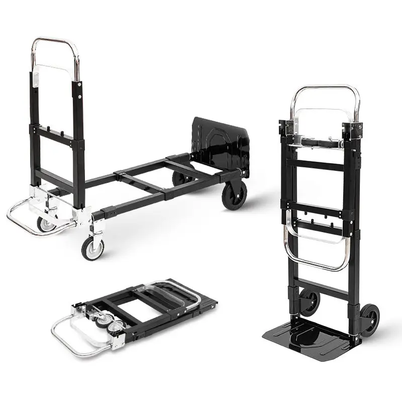 Folding Portable 4-Wheel Platform Cart - Galvanized Steel Heavy Duty Dolly High Load Capacity Cargo Trolley