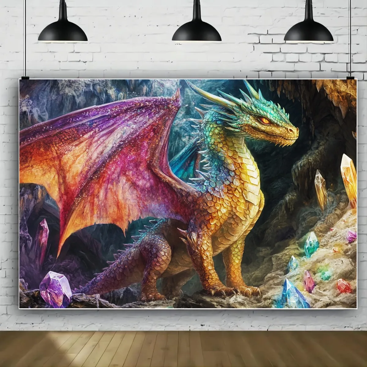 Tapisserie murale de haute qualité avec motif de dragon fantastique, décoration murale, impression artistique, thème mythologique épique, pour salle de jeux ou man cave, 180x280cm