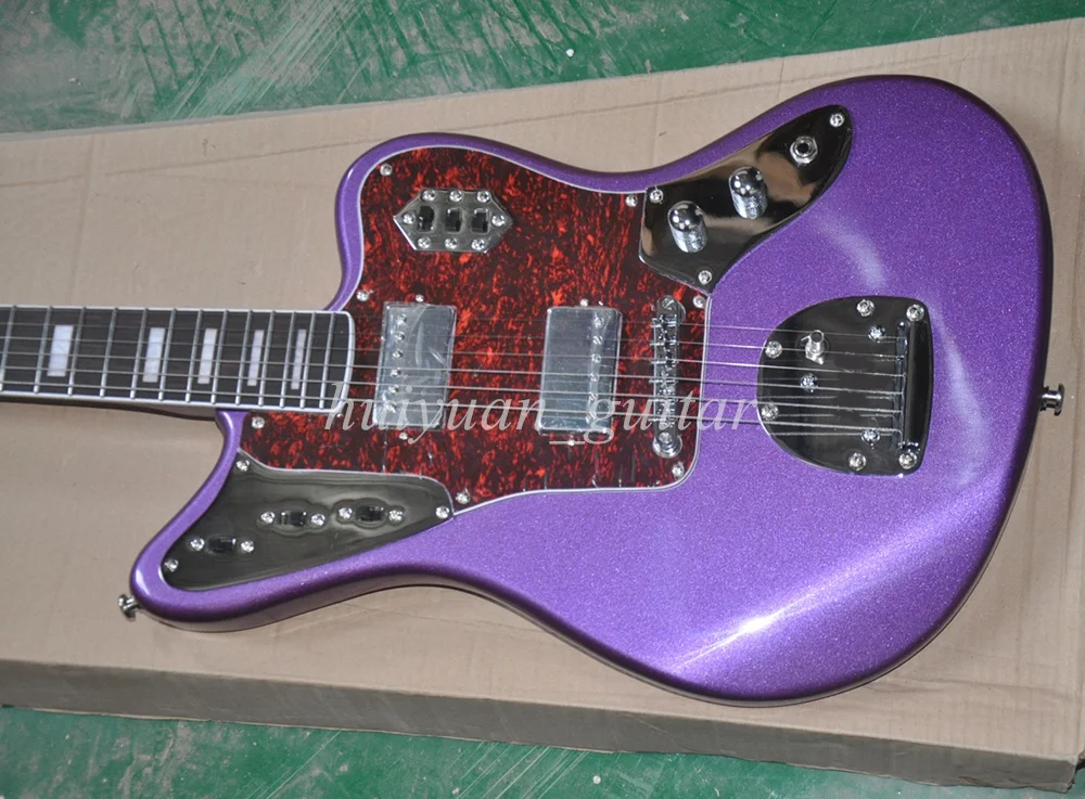 Flyoung 6 Strings Metal Purple J Electric Guitar with Rosewood Fretboard 21 Frets
