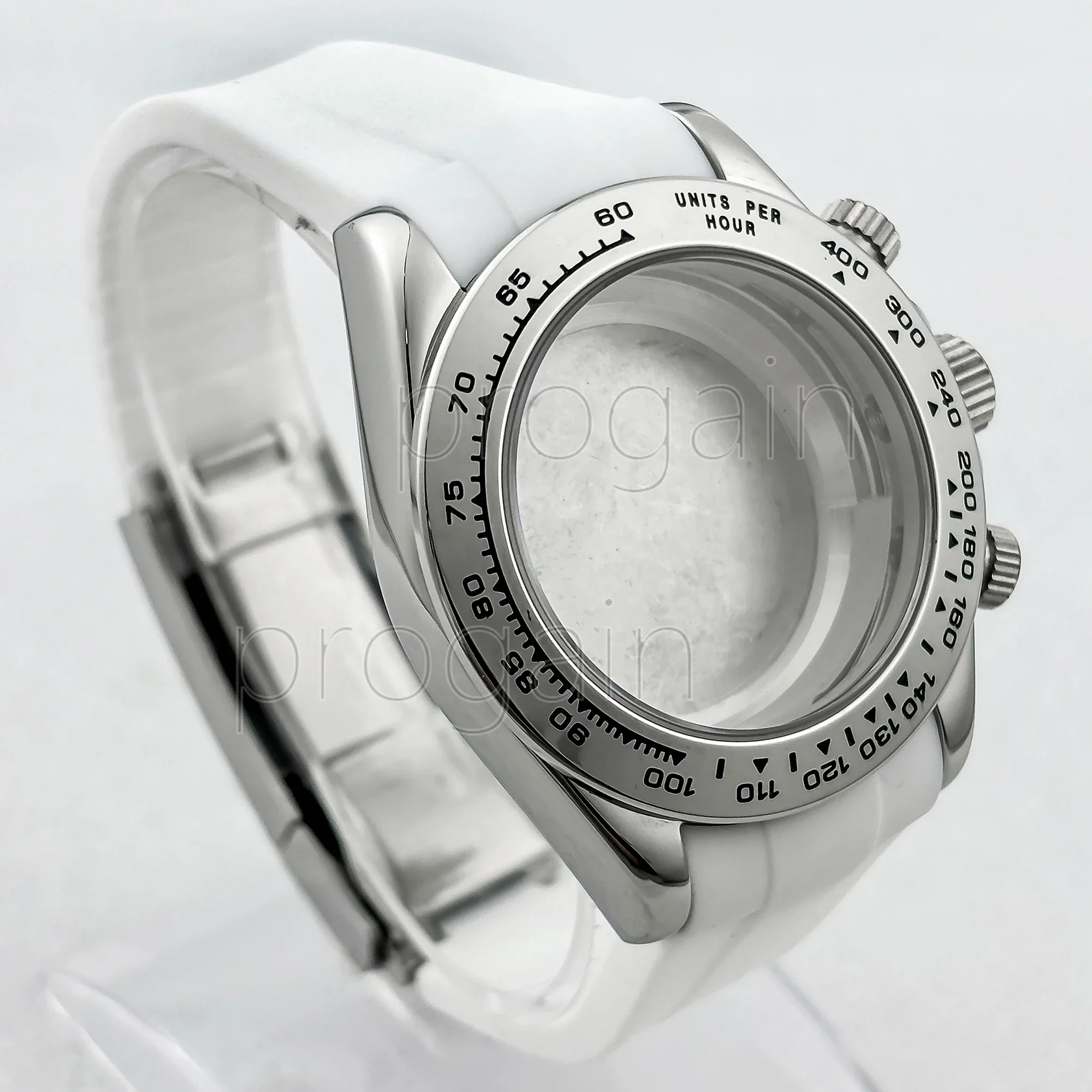 Classical Stainless Steel Watch Case rubber Strap Sapphire Glass 10ATM Waterproof For VK63 Movement Watch Accessories parts