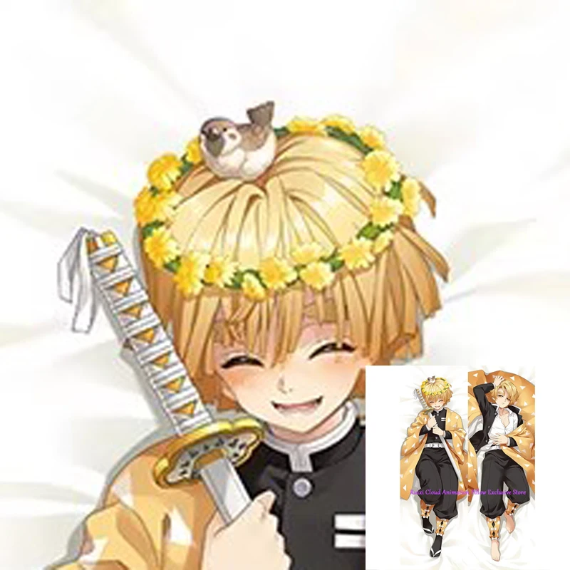 

Dakimakura Anime Pillow Cover Zenitsu Agatsuma Double Sided Print 2Way Bedding Gifts