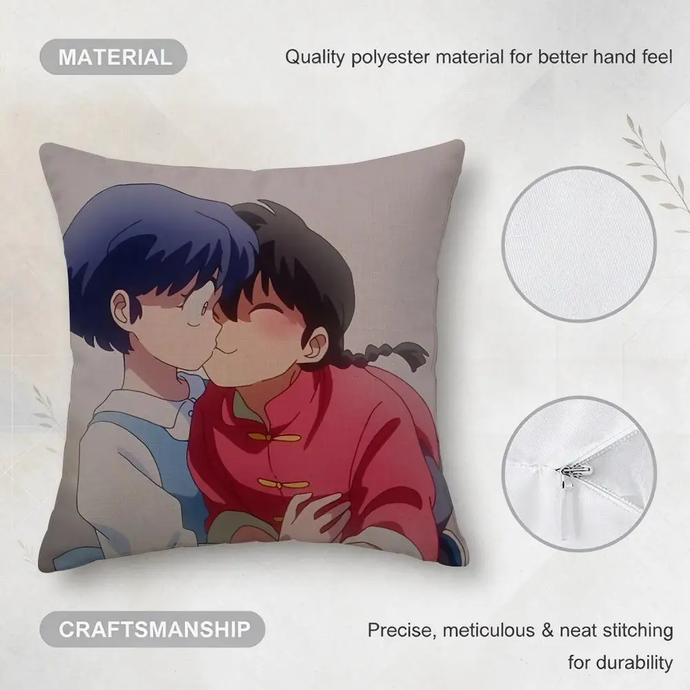 Popular Anime R-Ranma Cushion Cover Pillowcase Invisible zipper silky linen Sofa cushion cover