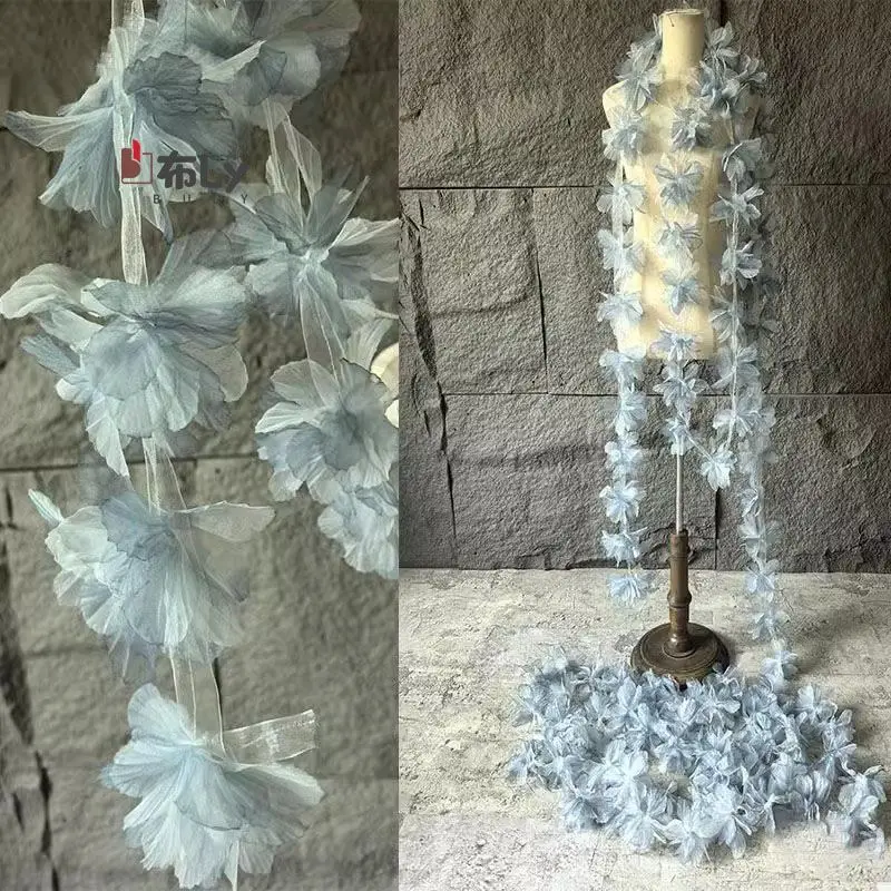 

14Cm iris organza three-dimensional lace flower headdress corsage clothing DIY handmade designer lace accessories