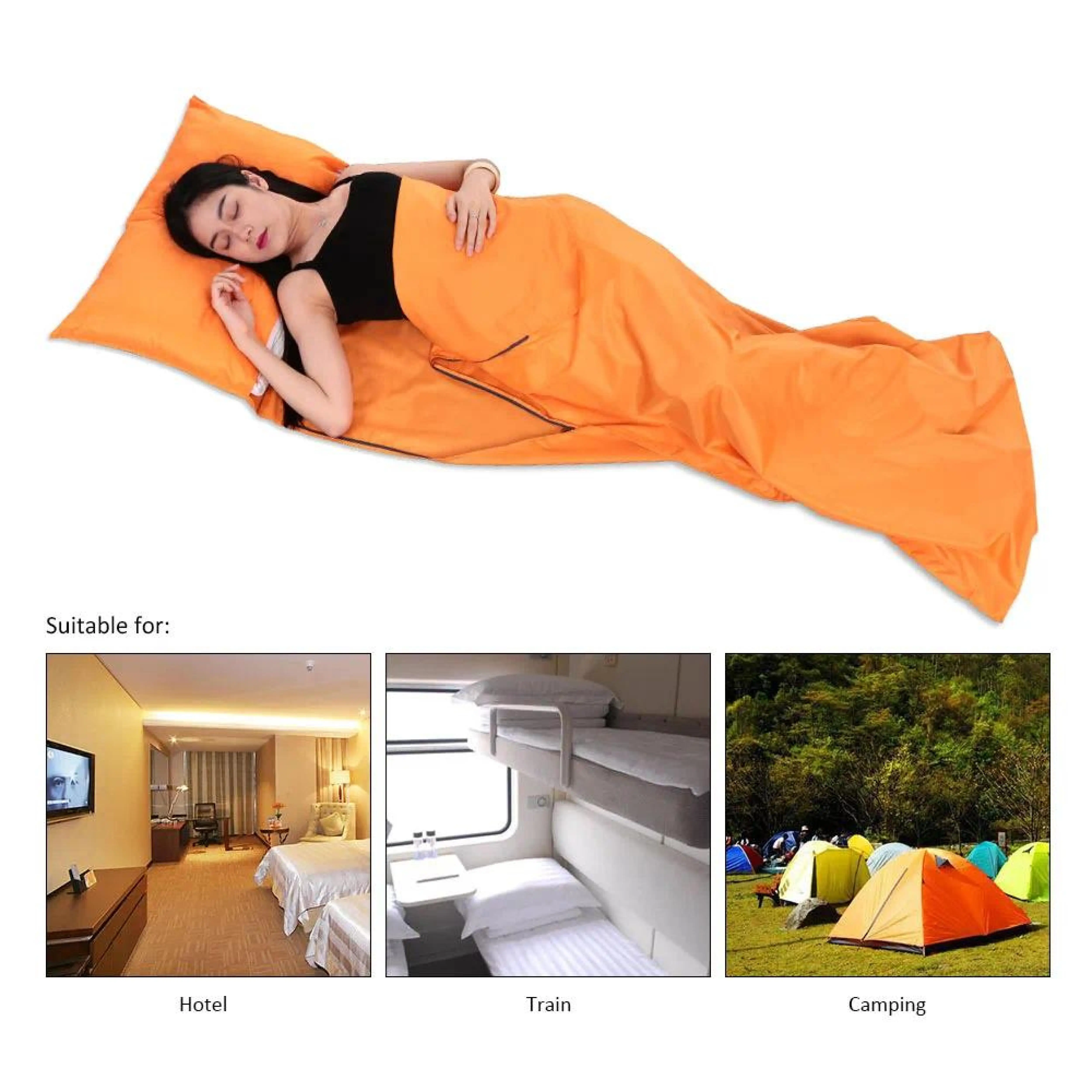 Tomshoo 75*190CM Portable Sleeping Bag Outdoor Travel Camping Hiking Polyester Pongee Healthy Sleeping Bag Liner with Pillowcase