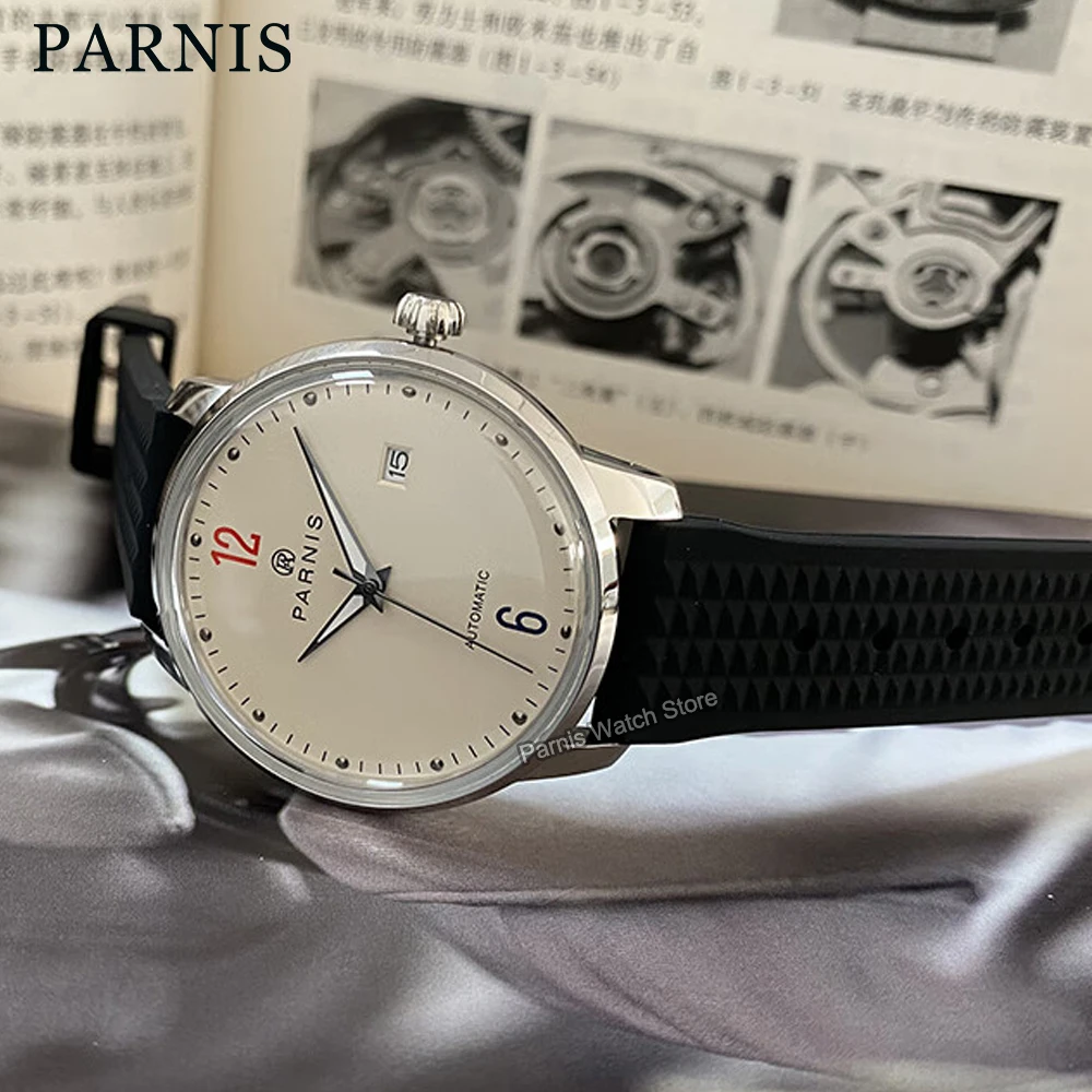 

Parnis 42mm Sapphire Crystal NH35 Automatic Men's Watch Stainless Steel Case Rubber Strap