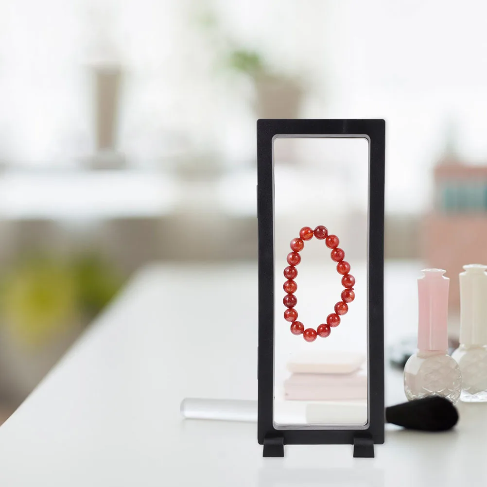 

3 Sets Floating Jewelry Display Case Transparent Stand Holder Ring Earring Organizer Dust-Proof Desktop Decorative Accessory