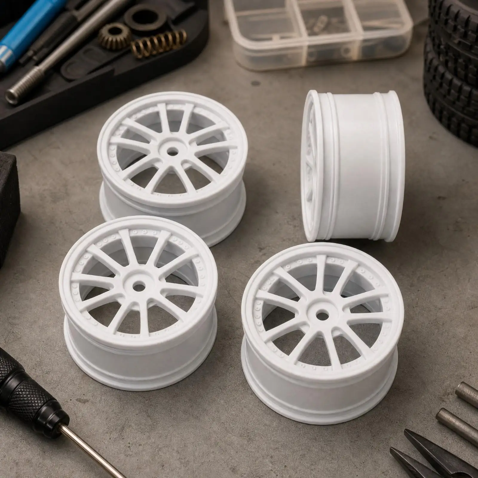 4 Pieces 1:10 Scale RC Car Wheel Rim Lightweight Nylon Ten-Spoke RC Rim Long-Lasting Wear-Resistant for Track Sessions