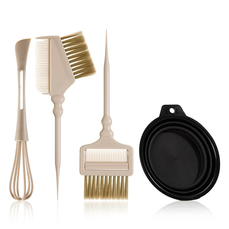 4Pcs Professional Hair Coloring Tool Set Hair Dye Brush Comb Mixing Whisk Foldable Mixing Bowl Salon Home DIY Hair Tinting Bleaching Dyeing Kit Hairdressing Accessories