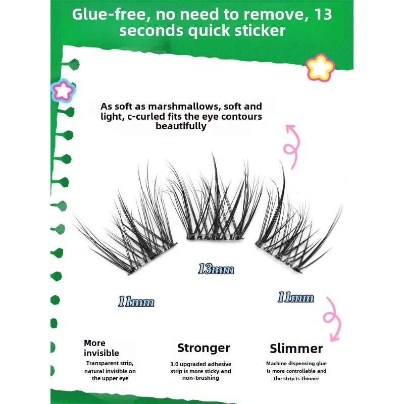 REPLDEER-Extensions de cils 3D multicouches, courbure de bébé, faux manga, sans colle, correspondallow naturel