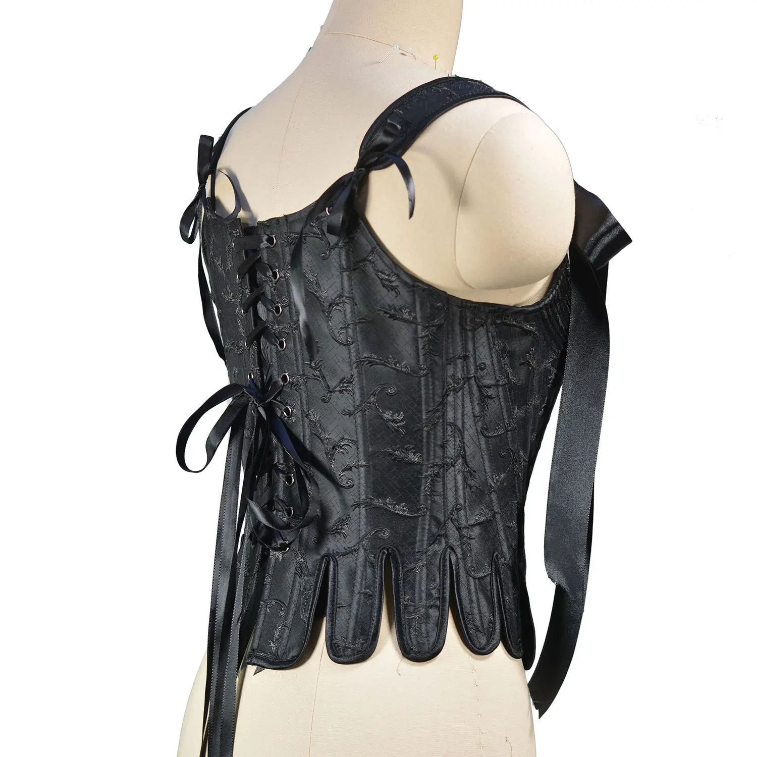 Women Corset with Straps Black Overbust Corsets Vest Plus Size Steampunk Corsets and Bustiers Jacquard Corset Top