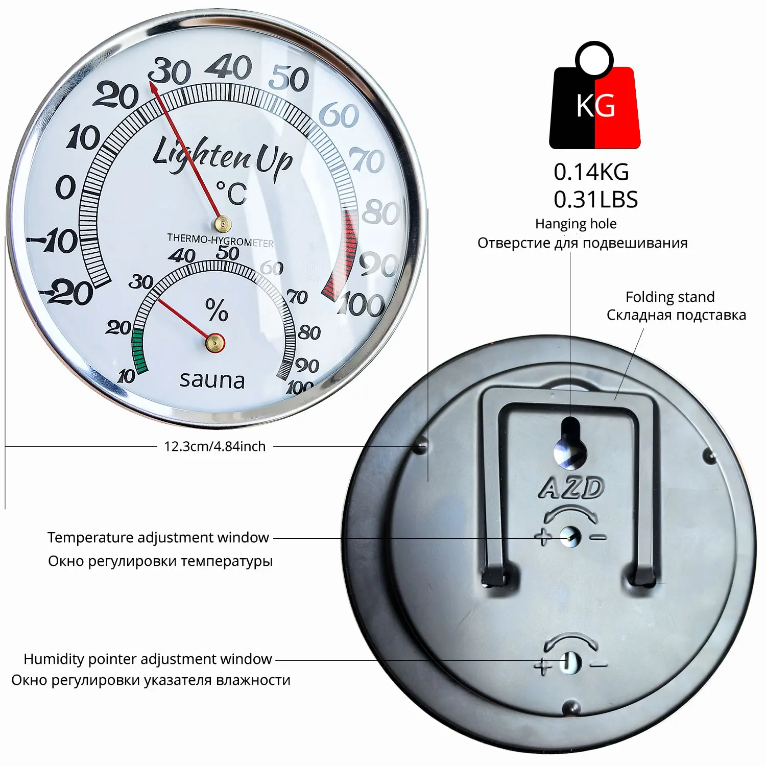 Sauna Hygrometer Metall-Fall Bad Outdoor-Verwendet Innen Und Dampf