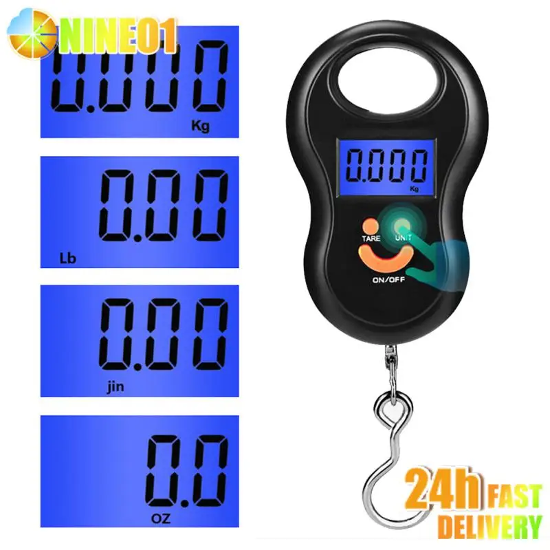 50KG Portable Luggage Scale LCD Display Battery Operated Handheld Travel Suitcase Electronic Digital Weight Kitchen Scale Tools