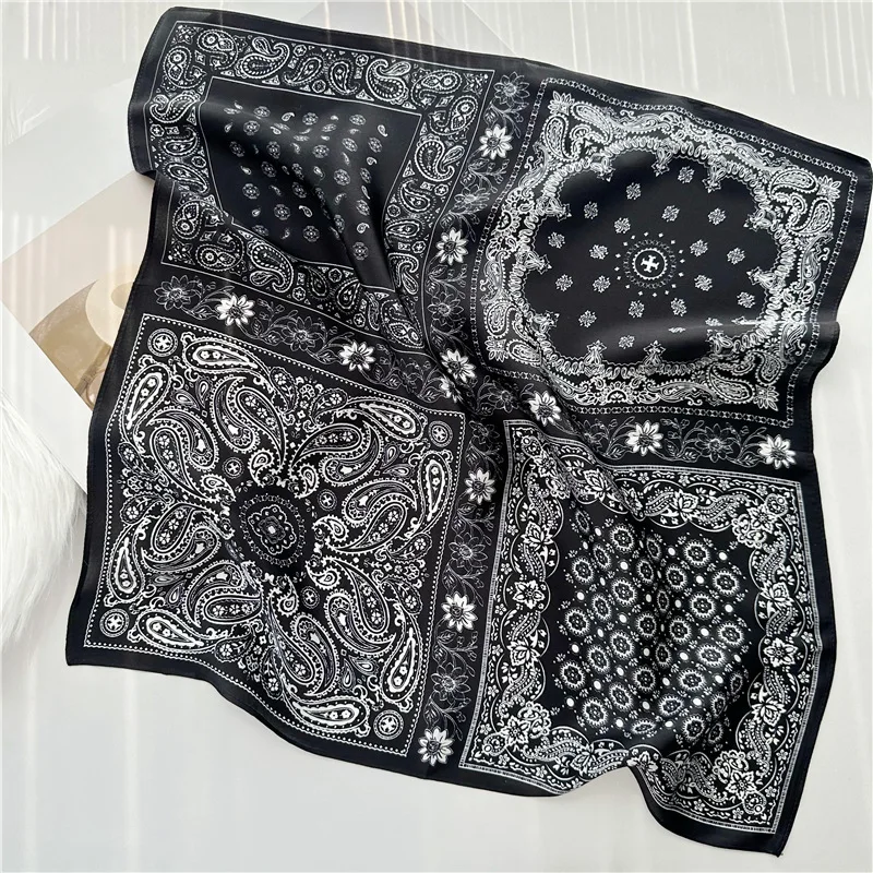 

Шелковый шарф в стиле ретро, шелковый маленький квадратный шарф из кешью для женщин, универсальный и многофункциональный профессиональный шейный платок, шарф