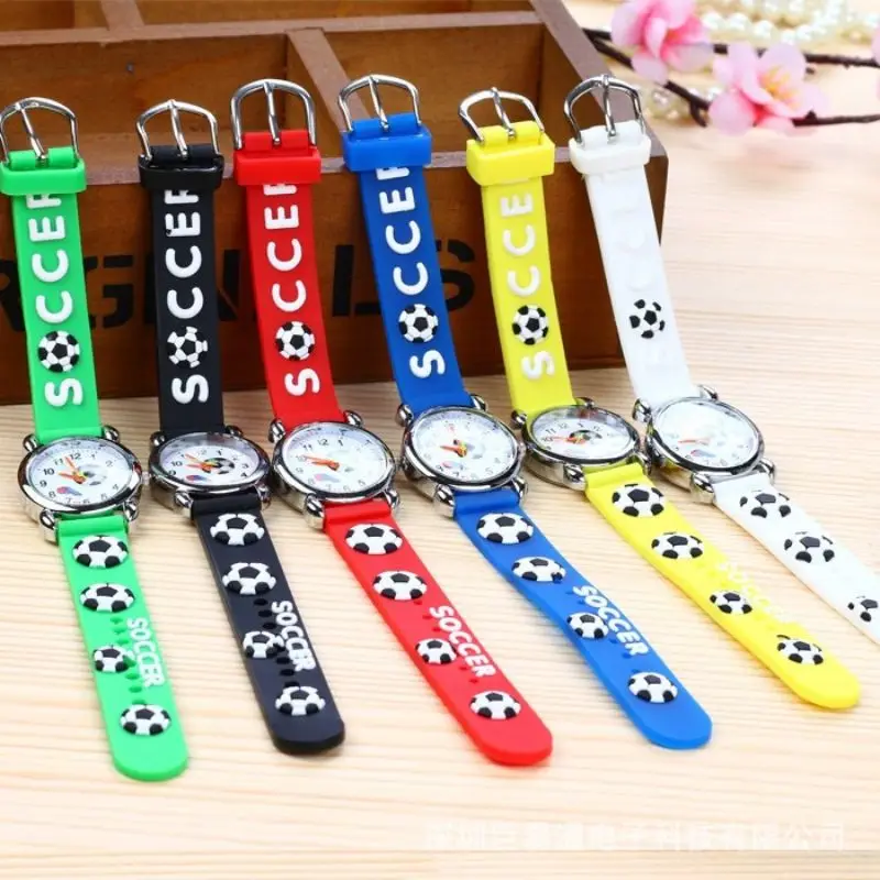 3D Voetbal Cartoon Kinderhorloges Mode Kleur Studenten Kinderen Horloge Quartz Horloge Siliconen Band Jongens Meisjes Horloge Cadeau