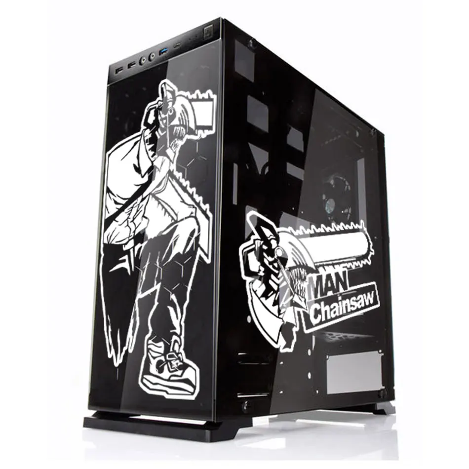 Chainsaw Man Anime Vinyl Stickers for PC Case,Personality Cartoon Decor Decals for Atx Gaming Computer Chassis,Easy Removable