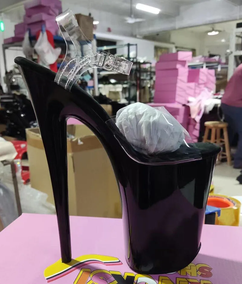 LAIJIANJINXIA New 23CM/9inches PVC Upper Sexy Exotic High Heel Platform Party Sandals Pole Dance Shoes 030