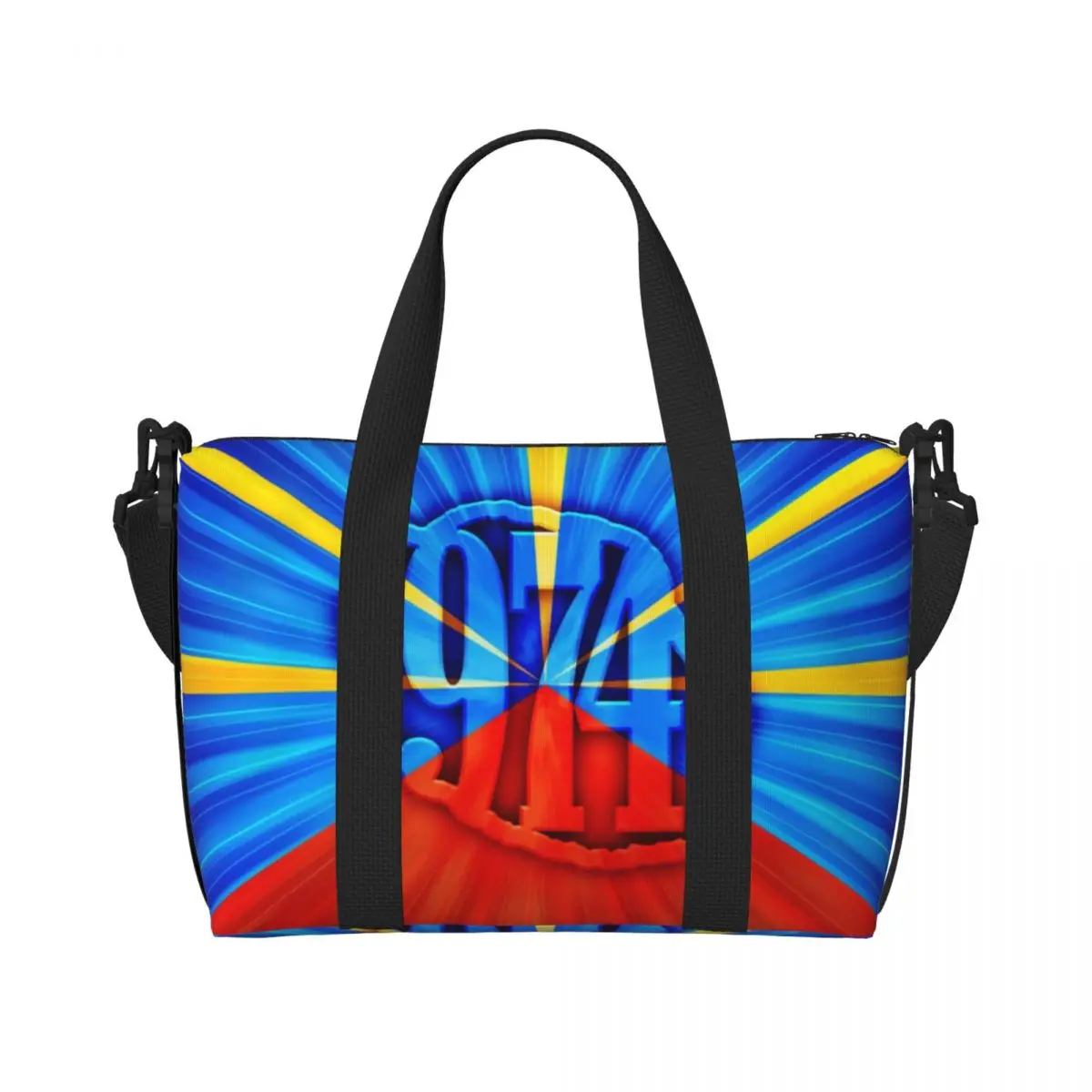 Custom 974 Maveli Reunion Island Flag Beach Tote Bag for Women Reunionese Proud Large Compartment Beach Gym Travel Bags