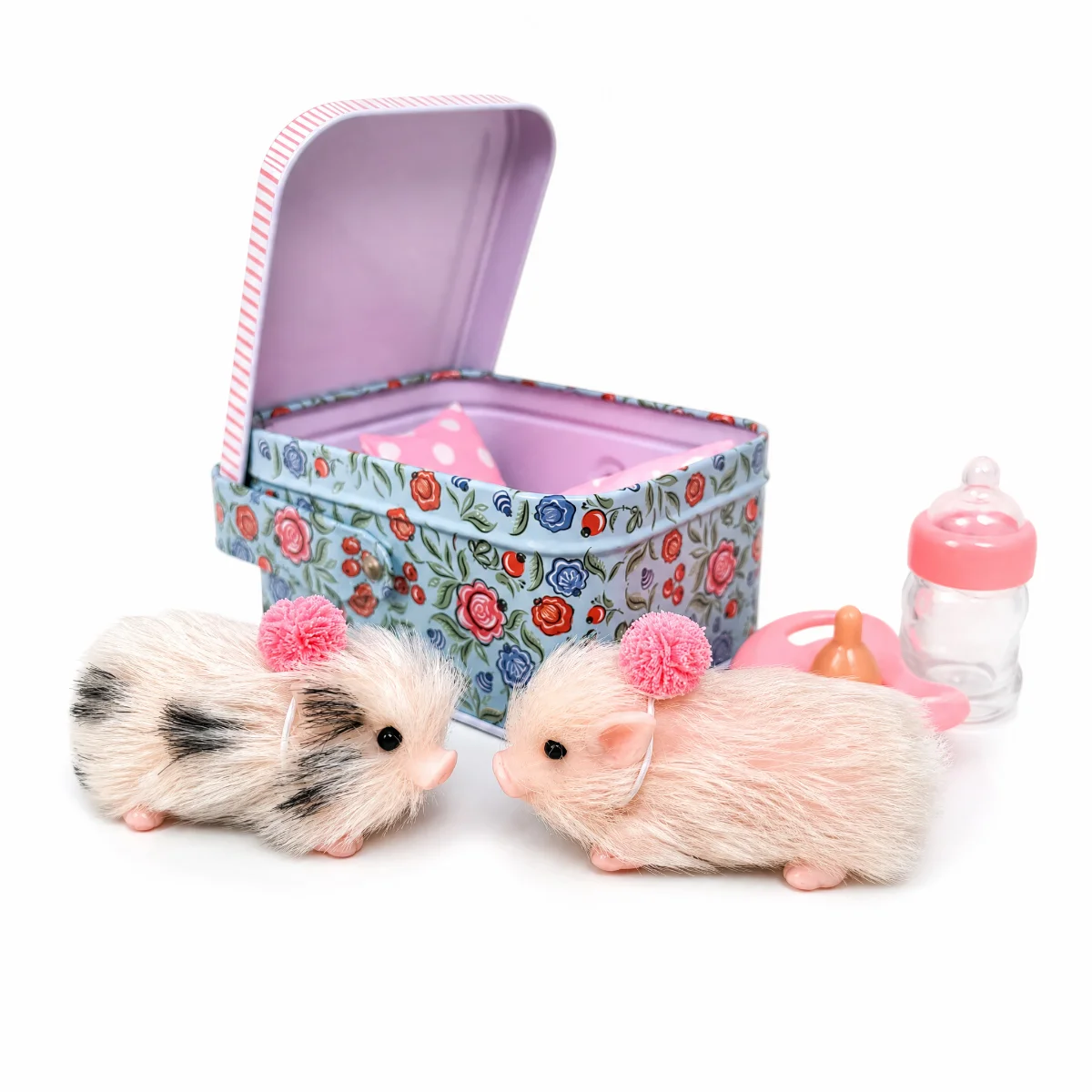 6cm Silicone Piglet Soft Cute Mini Realistic Animals with Accessories Lifelike Reborn Newborn Pig Doll Decompression Toy Gift