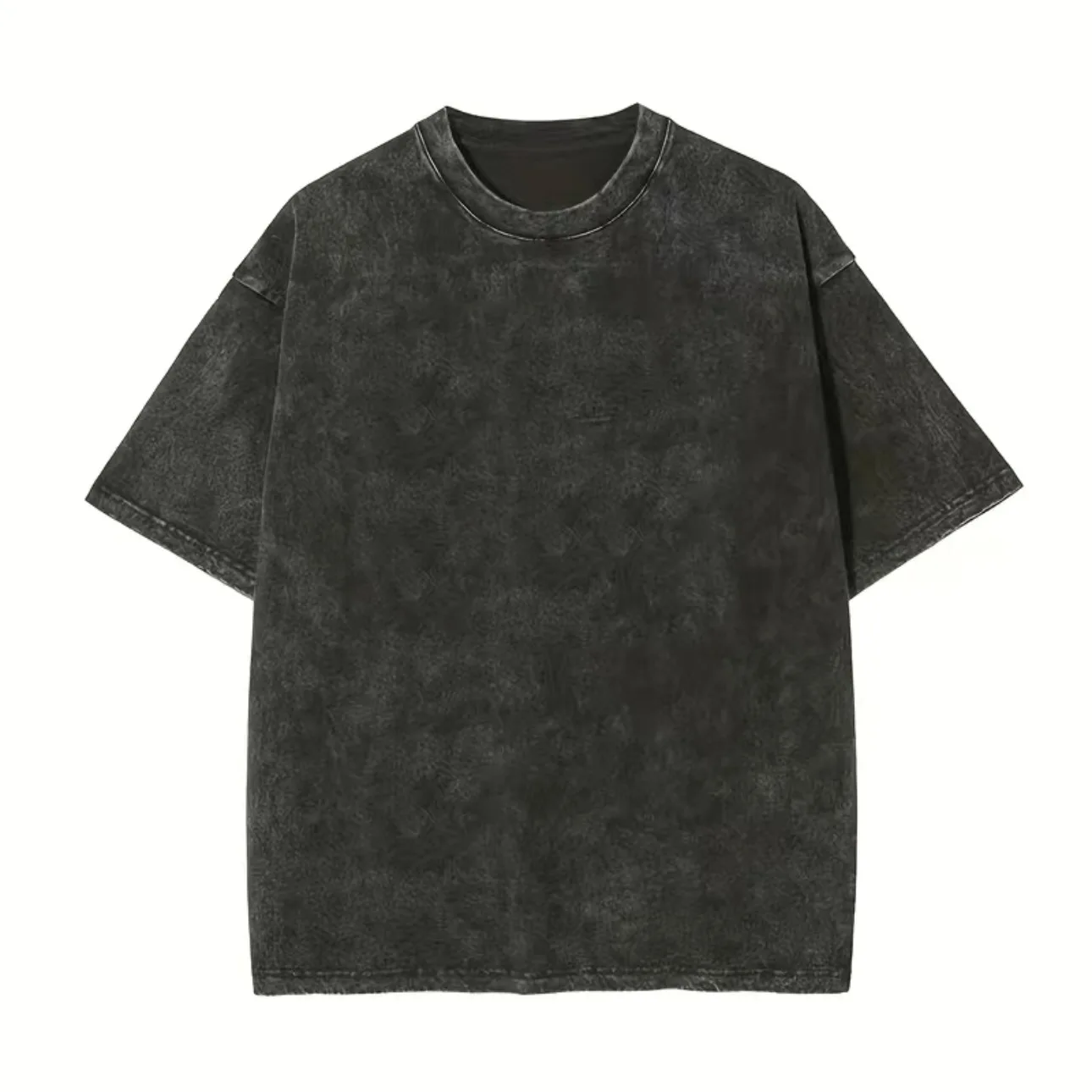 

230g Washed Vintage T-shirt with Wax Printed Pure Cotton and Loose Half Sleeves for Both Men and Women,Featuring Loose Shoulders