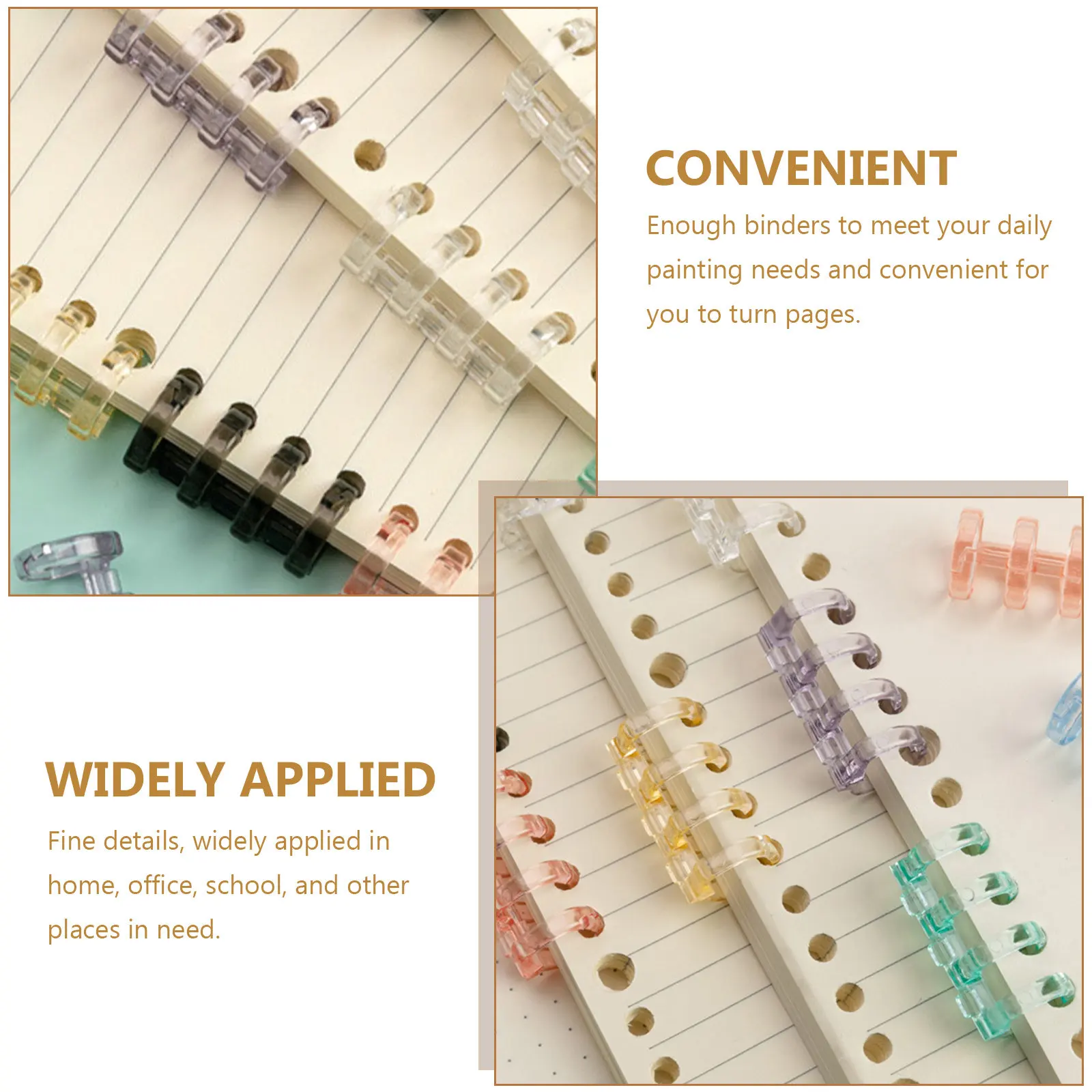 Loose Leaf Binder Clips 10 Pack Four Hole Plastic Snap Rings for Memo Files Scrapbooks Office School
