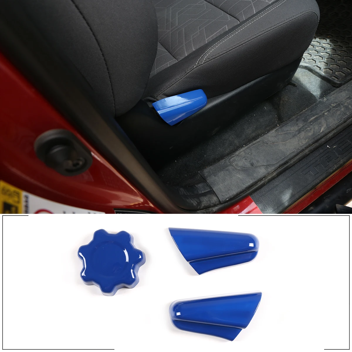 

For Toyota Tacoma 2016-2022 Car Seat Button Decorative Frame ABS Bright/Blue Car Front Seat Adjustment Decorative Accessories