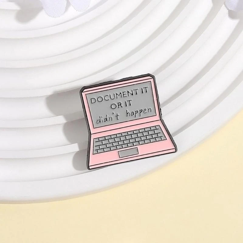 Elegant Pink Laptop Brooch Pin Metal Badge for Individualistic Accessory Lovers
