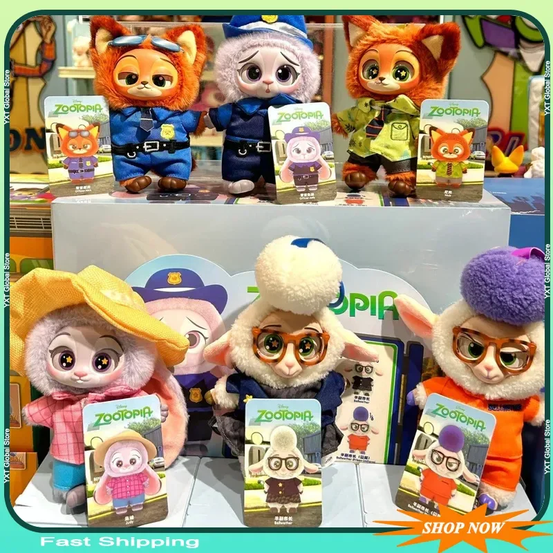 

Disney Miniso Zootopia Blind Box Cute Nick Judy Fox Action Figure Plush Vinyl Doll Mystery Box Anime Figures Cartoon Collection
