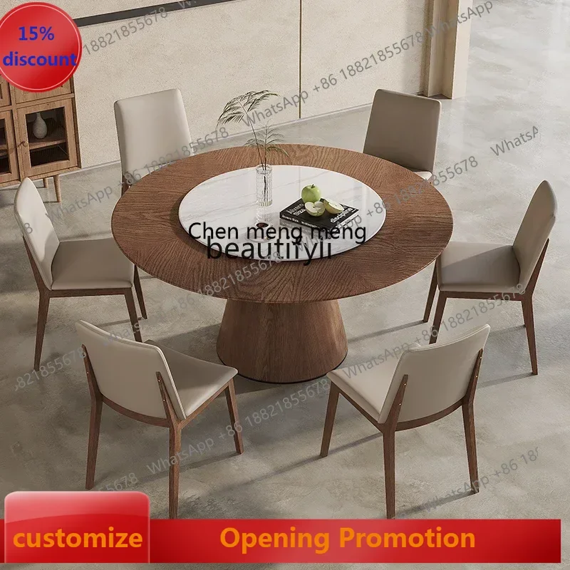 ss7486 SSNordic, all solid wood round dining table and chair combination modern simple home, high-end designer round tableNew Li